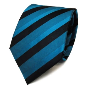TigerTie Designer Seidenkrawatte türkis grün schwarz gestreift- Krawatte Seide - Bild 1 von 1