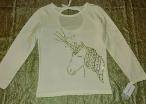Carter's Long Sleeve Unicorn Shirt, White, With Keyhole Back, NWT (Size 7) - Picture 1 of 4