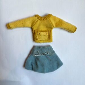 Stacie Barbie Vintage Style Outfit Sweater Top and Skirt Yellow and Blue Mattel