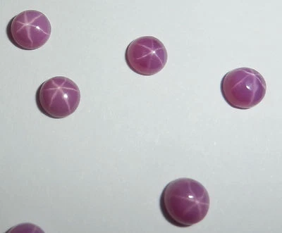 Opaque Star Ruby Round 4x4 mm Cabochon 6 Rayed Lab-created Stone 5 pieces Lot - Image 1 of 4