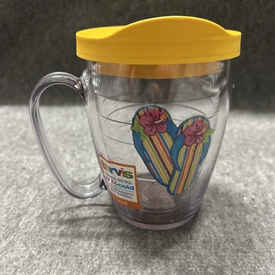 Tervis Vasos Taza Chanclas Sandalias Hibisco Con Tapa 16 OZ NUEVO Foto 1 de 4