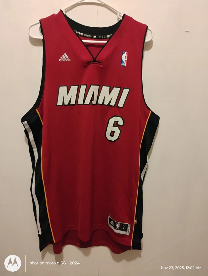 Adidas Леброн Джеймс #6 Miami Heat NBA Swingman красный Джерси сшитый мужской большой - Изображение 1 из 4