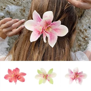 Double-Flower Hairpin Orchid Flowers Hair Clip Hawaii Hair Claw Women - Picture 1 of 12
