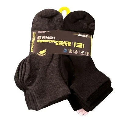 AND1 - 12 pares de calcetines tobilleros-proplatino, blanco, negro, gris, paquete multicolor Foto 1 de 2