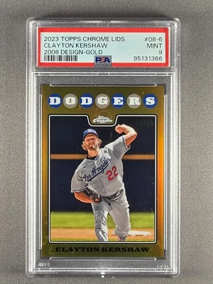 2023 Topps Chrome Lids #08-6 Clayton Kershaw /50 Gold 2008 Design PSA 9 - Image 1 of 2