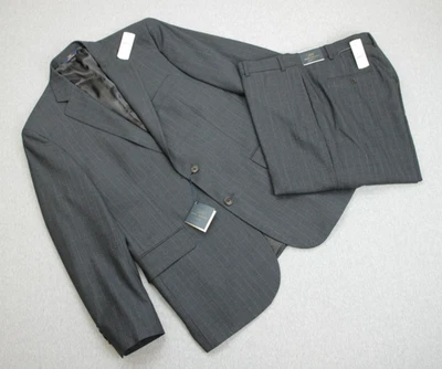 Traje Brooks Brothers Hombre 42R Gris 346 Pantalones de Lana a Rayas 42 x 33 - 2 Piezas Nuevo con Etiquetas Foto 1 de 4