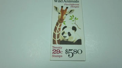 U.S. 1992 Wild Animals Stamp Booklet. Scott # BK202 (20 of Scott# 2705-09) (29c) - Image 1 of 2