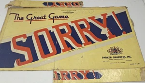 Vintage 1950's "Sorry" Game Playing Board And 15 Pawns  Parts Only No Return - Picture 1 of 6