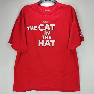 Cat In The Hat Mike Myers Vintage Y2K Comedy Movie Promo Shirt Mens XL Rare Red - Image 1 of 4