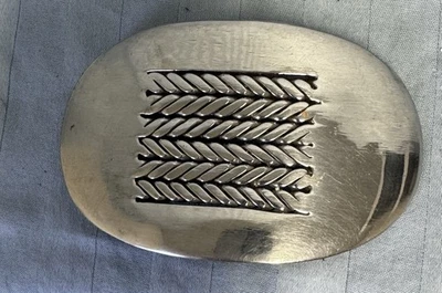 Hebilla de cinturón arte soldador artesanal diseño de cuerda abstracta único hecho a mano vintage Foto 1 de 4