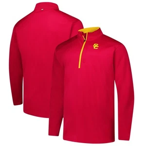 Men's Fanatics Cardinal USC Trojans Big & Tall Defender Quarter-Zip Top - Picture 1 of 3