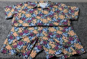 Vintage Bechamel Outfit Damen 3x Blumenmuster Hemd & Hose Knopfleiste Übergröße - Bild 1 von 10