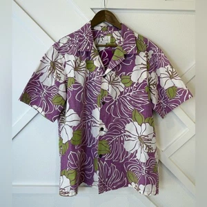 Camicia vintage Y Not Hawaii viola hawaiana manica corta bottoni davanti taglia large - Foto 1 di 8