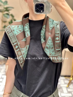 Sallys 70% Cashmere & 30% Silk Collar Tribal Print Double Face Neck Scarf 26" - Image 1 of 4