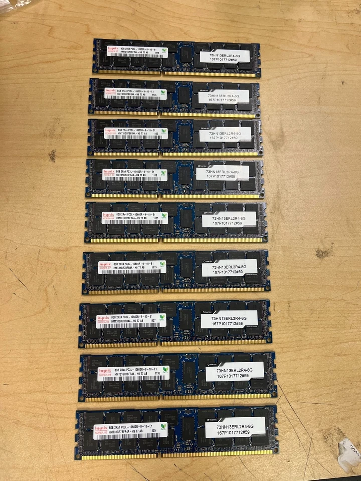 Hynix 8GB PC3 10600R PC3L 2RX4 ECC Server Memory HMT31GR7BFR4A-H9 - Image 1 of 1