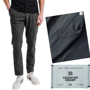 REIGNING CHAMP Men’s Coach’s Pant Size 33x31 Charcoal Chino Style Stretch New - Picture 1 of 18