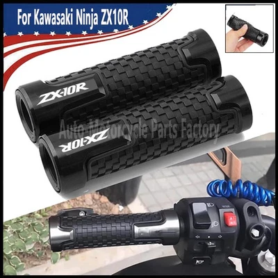 Black 7/8"Rubber Handlebar Grip Throttle Grip For Kawasaki Ninja ZX10R 2004-2025 Foto 1 de 4