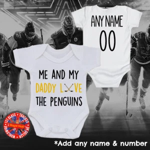 Pingüinos "Me & My Daddy Love" Grandad Mummy Personalized Babygrow Romper Gift - Imagen 1 de 1