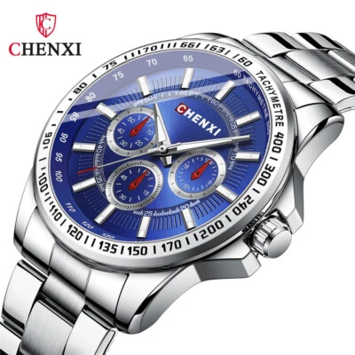 Reloj de pulsera impermeable de acero inoxidable informal de negocios CHENXI para hombre Foto 1 de 4