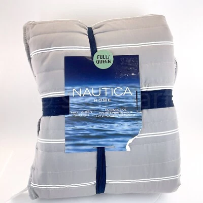 Nautica Bedding 3Pc Quilt Set Gray Cotton Full/Queen Machine Wash Sham - Image 1 of 4