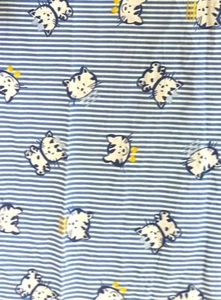 Cute Kittens Blue Striped Cotton Quilting Fabric 12”x44” Cat Print - Picture 1 of 7