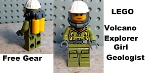 LEGO Geologist Girl Female Volcano Explorer Breathing Apparatus Tanks Helmet Olv - Picture 1 of 1