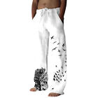 Mens Harem Pants Casual Cotton Linen Baggy Loose Oversized Yoga Hippy Trousers 