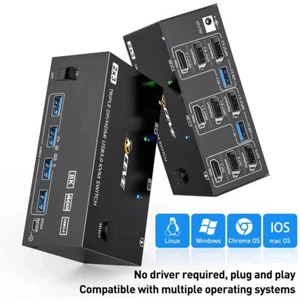 Triple Monitors KVM Switch, 2 Displayport + HDMI USB KVM Switch 8K@60Hz 4K@144Hz - Bild 1 von 20