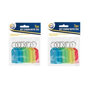 14 Pack Plastic Key Ring with Tags Keychain Key ID Label Luggage Name Tag Plasti - Picture 1 of 2