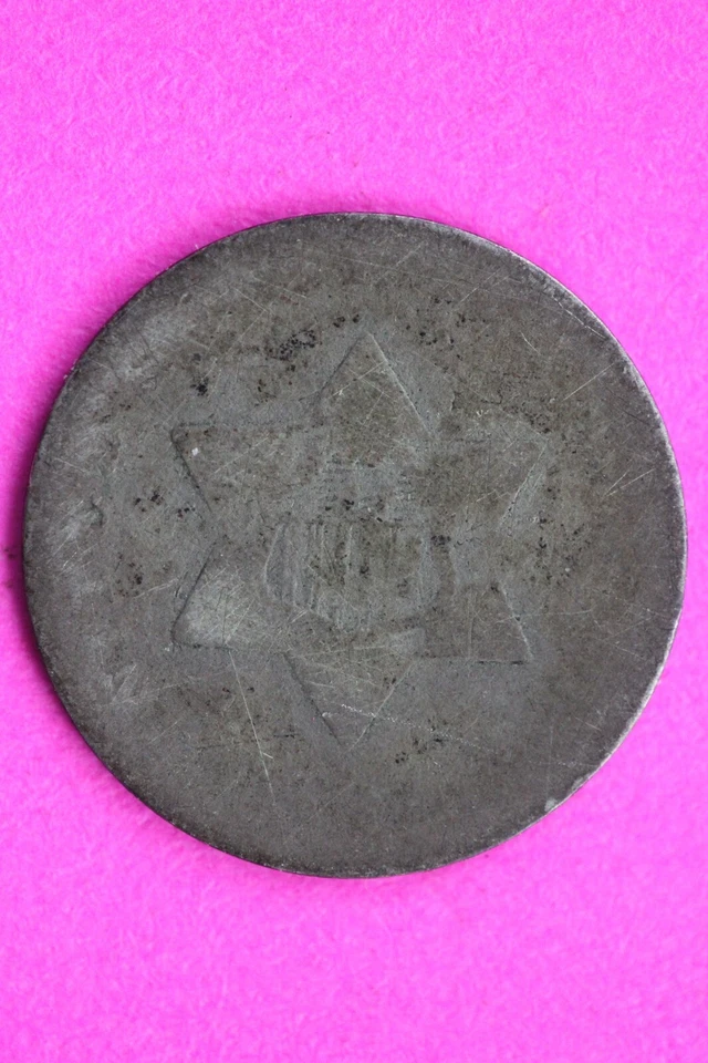 1851 P Trime 3 Three Cent Silver Dime Low Grade Hole Filler Exact Coin Shown 21 - Image 1 of 3