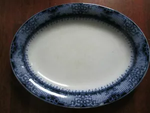 Antique Flow Blue 'Regent England', Oval Meat Dish. - Picture 1 of 11