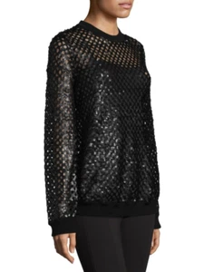 NEU $ 698 TORY BURCH LANSING PAILLETTEN SWEATER TOP BLUSE TUNIKA LARGE - Bild 1 von 4