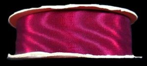 Ribbon #35 New Vintage MSI Burgundy Satin Floral Craft 25 yds Width 7/8" - Picture 1 of 3