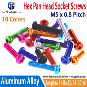 M5 Socket Button Pan Head Screws Aluminium Alloy Anodised Hex Allen Key Bolts - Picture 1 of 7