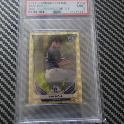 Sam Moll 2014 Bowman Chrome Mini Superfractor PSA9 Rockies Reds A's - Image 1 of 2