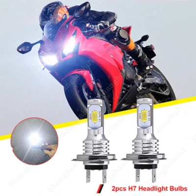 Para Honda CBR1000RR CBR600RR 2003-2016 - 2 piezas H7 LED Faros Bombillas 6000K Blanco Foto 1 de 4