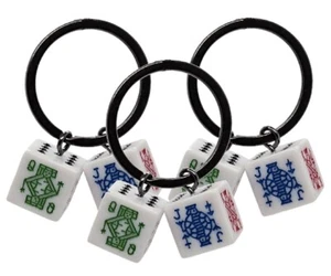 3 Pack Novelty Key Rings 16mm Poker Dice Squared Corners White with Spades "Ace" - Picture 1 of 5