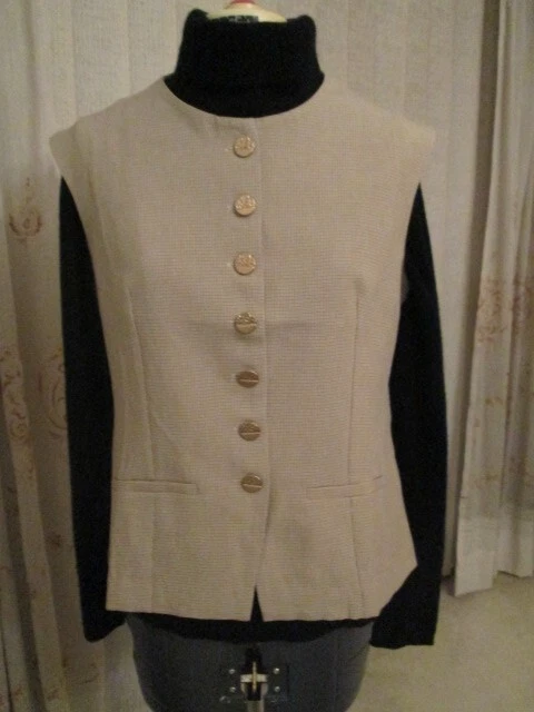 JEMM The Label tailored vest, small, brown tone brushed gold buttons, 12, BNWT - image 1 of 4