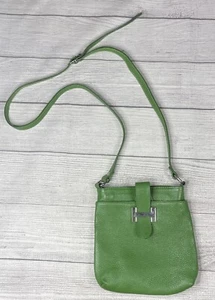 Genuine Leather Borse In Pelle Made In Italy Green Pebbled Cross Body Bag/Purse - Picture 1 of 24