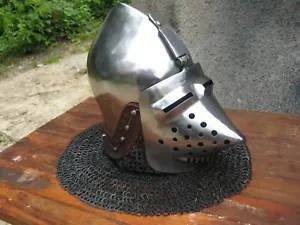 Casco medieval moisés armadura casco cadena correo cara de cerdo larpa casco armadura - Imagen 1 de 2