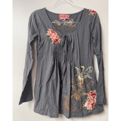 Camisa Johnny Was JWLA Mujer S Blusa Multicolor Floral Manga Larga Bordada Foto 1 de 4