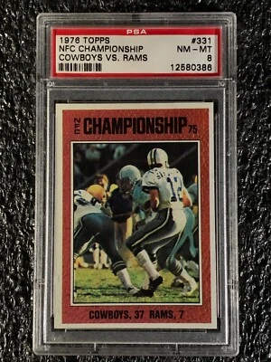 1976 Topps Football #331 NFC Championship Cowboys vs Rams PSA 8 - Image 1 of 2