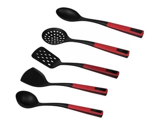Professioneller Nylon Schlitzlöffel Antihaftbeschichtet Kochen Küche Esszimmer schwarz rot - Bild 1 von 11