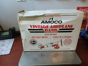 Vintage #1 Amoco Airplane Coin Bank Ltd Ed Die Cast 1st in Series 1:32 Scale NIB - Picture 1 of 3