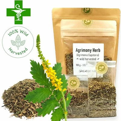ORGANICTAS Organic AGRIMONY HERB / Sticklewort Wild Harvested Cut Dried Agrimonia Eupatoria