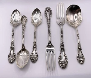 5er Set Sterling Silber Durgin Marechal Niel Gabeln und Löffel - Bild 1 von 11