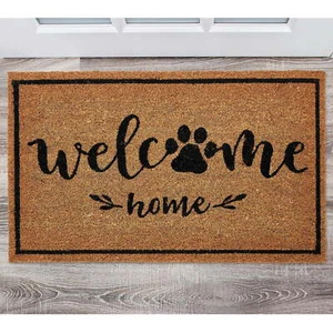 Natural/Black Welcome Home Paw Coir Outdoor Doormat, 18" x 30" - Picture 1 of 5