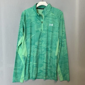 Under Armour Sweatshirt Mens Large Green Camo Pullover 1/4 Quarter Zip Workout - Picture 1 of 15