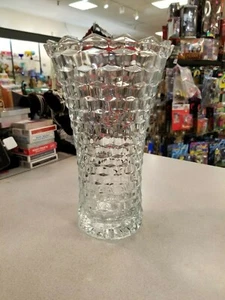 Fostoria Colony Whitehall 10" Vase kanneliert ausgestellt klar Kristallglas Würfel-schwer - Bild 1 von 3