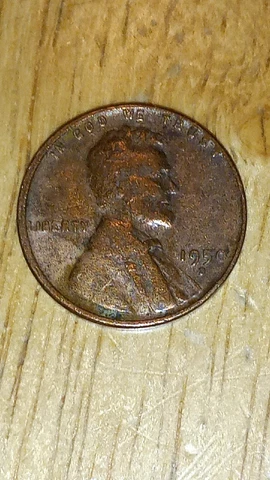 1950 Penny Rb Color And Bad Strike Grease In Die Causing Divits. L On Rim  Error Cover